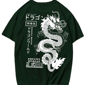 T-shirt casual a maniche corte con collo rotondo sportivo con stampa digitale con immagine del drago estivo