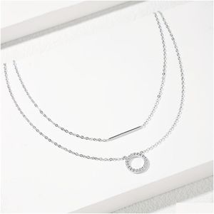 قلادة قلادة طبقة مزدوجة 925 Sterling Sier Hypoallergenic Necklace 18K الذهب مطلي مع زركون جوف