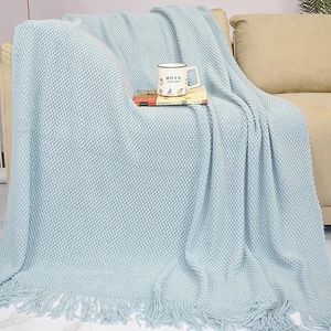 Одеяла скандинавского вязаного пледа с нитками, диванное одеяло на кровать, плед для путешествий, ТВ, многофункциональный сон, мягкое покрывало-мантас
