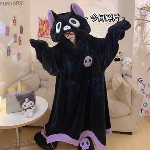 home clothing Cute and interesting bat womens pajamas hooded cartoon loose pajamas soft and warm home furniture pajamasL2403