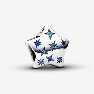 Negrito Sparkling Star Charm Pandoras 925 Sterling Silver Luxury Charm Set Pulseira Fazendo Encantos de Diamante Beads Designer Colar Pingente Caixa Original Transporte Rápido