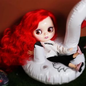 ICY DBS Blyth doll No 280BL1061 Red hair with sidepart style white skin Neo 16 BJD 30CM 240311