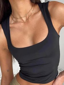 Women's Tanks Sleeveless Collar Crop Top Women Tank Tops Casual Y2K Summer 2024 Black T Shirts Sexy