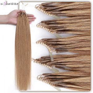 Extensions Snoilite 8d Natural Hair Extensions Human Hair 50pcs 0,6 g/s Micro Ring 18inch Blonde Micro Link Hair Loop Extension för kvinnor