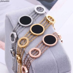 Neue japanische und koreanische Mode römisches Armband Titan Stahl Damen Roségold Schmuck vierlagige Kette Bestseller Evts