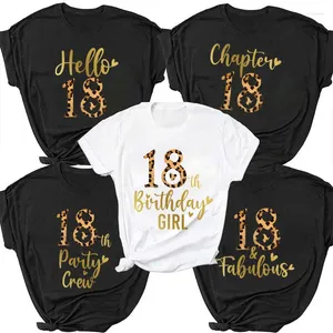 女性のTシャツ18歳の誕生日パーティー女性服ヒョウグラフィックY2KトップチャプタークルーグループTシャツ夏半袖ティー