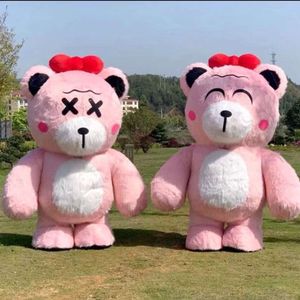 Trajes de mascote adulto gigante walkable iated urso rosa traje de corpo inteiro wearable explodir mascote palco usar vestido de personagem engraçado