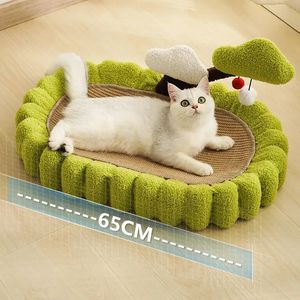 Ins 65 cm Cat Scrating Board Home Cat Dog Wear odporna na kota deskę z zabawką Frame wspinaczką Pet Sleeping łóżko Pet Zapasy 240309