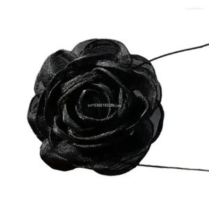 Ketten Rose Blume Halskette 3D Kragen Übertrieben Garn Schlüsselbein Kette Schmuck Für Frauen Mädchen Cosplay Ornament Dropship