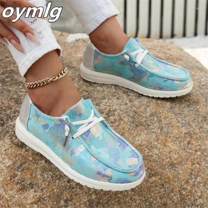 Casual Shoes Autumn Women's Foreign Trade 2024 Lace Up Flat Bottom Stor storlek Single Shoe One Step Lazy