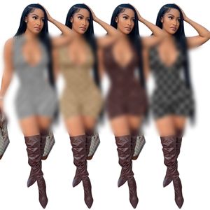 مصمم بذلة السراويل القصيرة للنساء أزياء طباعة zip الرقبة النحيفة bodysuit rompers