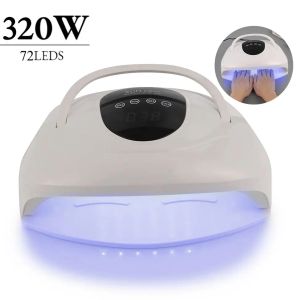 Secadores 320W 72LEDs lâmpada de secador de unhas grande potência UV LED lâmpada de unhas sem mãos pretas para secar unhas gel polonês design portátil lâmpada de unhas