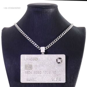 Popular Credit Card Hip Hop Pendent Pass Tester VVS Moissanite Diamond Ice Out Sier Solid 10K 14K Pendant