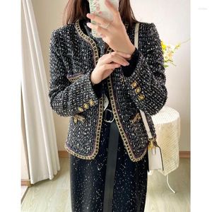 Women's Jackets Paillette Small Sweet Wind Tweed Coat Brief Paragraph Show Thin Cardigan Suit Female Age Season Long Sleeve