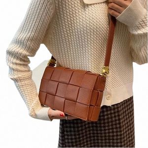 shoulder Bags Cute Solid Color Small Weave PU Leather Flap For Women 2022 Summer Hit Simple Brand Handbags And Purses FemaleShoulder o6iR#