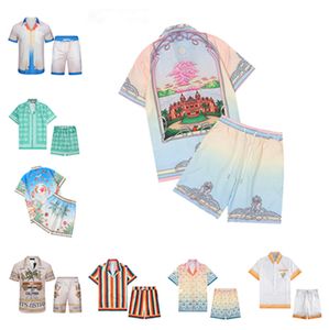 Casablanc Hemd-Designer-Herren-T-Shirt und Mesh-Shorts-Sets, Casa Blanca Herren-Poloshirt für Damen, Masao San-Druckgrafik-T-Shirts, lockere Sommer-T-Shirts aus Seide