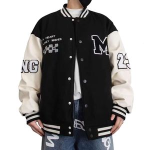 Covisoty Herren Varsity Baseball Bomberjacke Vintage Unisex Streetwear Mäntel mit Patchwork Hipster Utility Tops