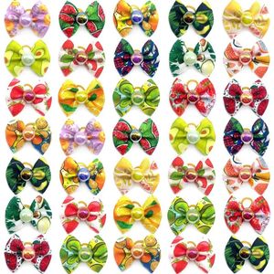 Vestuário para cães 30/50pcs Summer Fruit Style Supplies Pet Bows Cabelo Acessórios pequenos Yorkshire Helfing