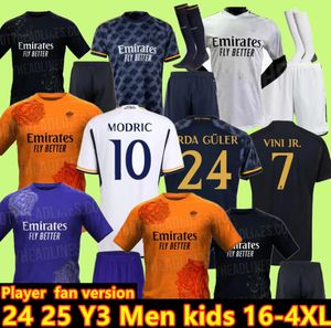 3XL 4XL 23 24 25 фанатов Версия игрока Футбольные майки BENZEMA RODRGO BELLINGHAM 2023 2024 VINI JR футбольная рубашка camiseta futbol мужчины дети комплект женщины MODRIC REAL MADRID Y3