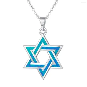 Gwiazda łańcucha David Blue Opal Chai hebrajskie żydowskie wisiorek Naszyjnik na prezent