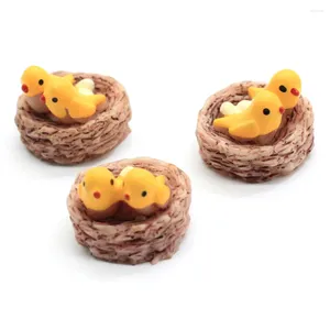 Decorative Flowers 20/50pcs Mini Yellow Birds Nest Fairy Miniatures Garden Accessories DIY Doll House Crafts Home Micro Landscape Decoration