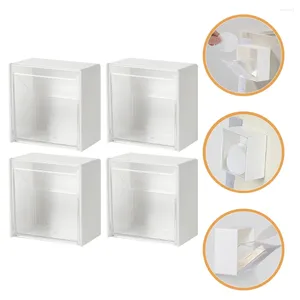 Storage Boxes 4 Pcs Wall Box Mounted Bins Lipstick Hair Tie Organizer Rope Wall-mounted Sorting White For Bedroom