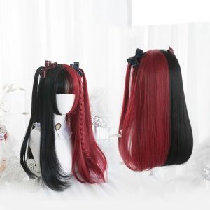 Wigs Shangke Sintetico rosso nero rosso biondo bianco lilita parrucche per donne parrucca lunga dritta con scoppi genshin impatto cosplay parrucca