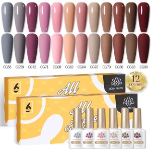 Kits nascidos pertty 12 pçs cor gel unha polonês conjunto kit de unhas cor natural embeber fora gel uv led semi permanente verniz unha arte manicure