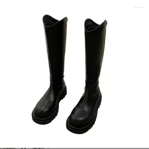 Stiefel für Damen, modisch, lässig, rutschfest, mit Reißverschluss, Knie, bequem, rund, Damen, Plattform, Winterstiefel, große Größe