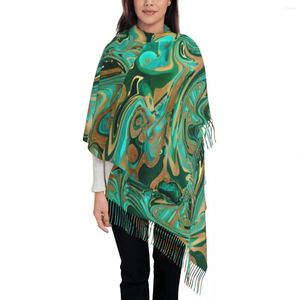 Lenços manter lenço quente inverno mármore impressão xale envolve verde ouro líquido impresso foulard senhoras cabeça