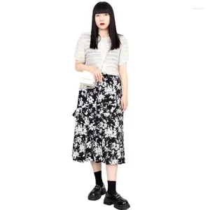 Röcke Frühling Chiffon Mädchenhafte Halbe Länge Verkauf Hohe Taille Gedruckt Süße Volants Streetwear Koreanischen Stil Vestidos