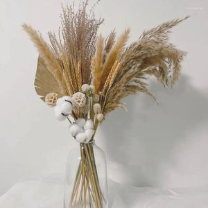Fiori decorativi Foglie di palma naturali Erba di pampa Bouquet essiccato Code artificiali Decorazioni per la festa nuziale a casa