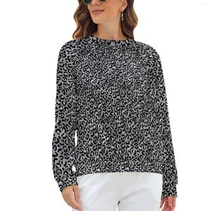 Felpe con cappuccio da donna Felpa con cappuccio casual da donna a maniche lunghe con stampa di macchie di animali a maniche lunghe con leopardo grigio nero Felpe con cappuccio oversize invernali Hip Hop