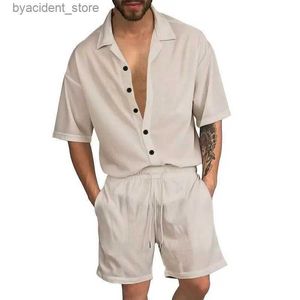 Мужские спортивные костюмы летние новые мужские наборы тренд тренд половой рубашка с коротким рукавом и шорты.