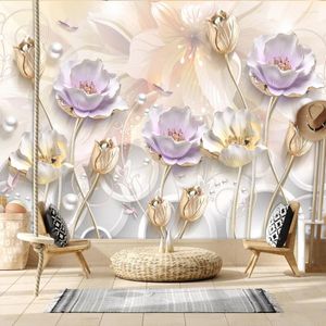 Wallpapers Removable Wallpaper Peel And Stick Accept For Bedroom Walls TV Background Wall Design Purple Rose Contact Papers Home Decor