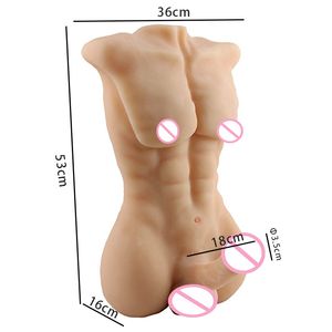 Male Sex Doll for Women with Realistic Dildo Torso Adult Sexdoll with Penis Big Cock Tight Anal Unisex Sex Toy for Women Threesome Couple Sex Fun( skin color )