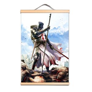 古代ヨーロッパの十字軍戦士の旗を吊るす布騎士テンプル騎士団のポスターとプリントキャンバス絵画壁装飾旗CD34
