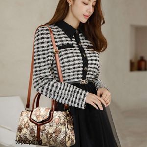 Tasarımcı Lüks Moda Omuz Çantaları Fransız Tasarım Handlı Stil Kadın Çantası 2023 Yeni Lingge Yılan Deri Desen Büyük Kapasiteli Bir Omuz Crossbody Bag