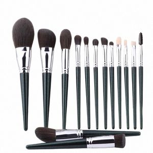 klina 14PCS Goat Hair Makeup Brushes Set Kit For Women Profial Brush Make Up Cosmetic Powder Ccealer Eye Shadow Lip Tools z772#