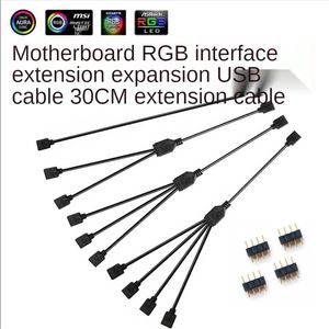2024 Computer Motherboard RGB Split Synchronous Cable 12V 4-pin Extension Tcable 5V ARGB 3-pin Hub for Asus Gigabyte MSI RGB Fusion