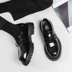 Boots Men Haruku Korean Style Streetwear Business Casual Thick Platform Genuine Leather Wedding Loafers Shoes Male Leather Shoe Man