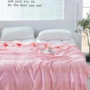 毛布ジャクアード通気性夏のソファとベッドのベッドスプレッドコットンタオルスレッド用の毛布を投げる