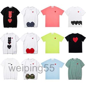 Spela Fashion Mens T-shirts Designer Red Heart Shirt Casual Tshirt Cotton Embroidery Short Sleeve Summer T-shirt Asian Storlekar