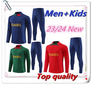 2023/2024 New Portugal Men + Kids Jogging Sports Half Pull Training Set 23/24 Portuguese