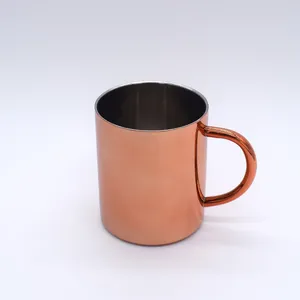 Mugs 2024 Simple Modern Custom 400ml Copper-plated Golden Stainless Steel Insulated Personalized Metal Coffee Mug With Handle