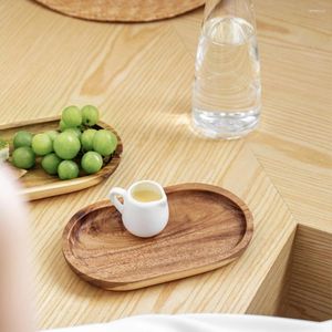 Tea Trays Japanese Simple Wooden Tray Ins Wind Oval Wood Eco-Friendly Dessert Plate For Home Use Personalized Kitchen Cake Pan