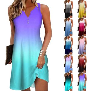 Casual Dresses Womens Summer Dress Button Down V Neck Sleeveless Fashion Boho Floral Beach sundress a