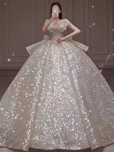 2024 Dubai Luxury una linea di abiti da sposa con paillettes Plus Size Cappella treno Sweetheart vestido de novia Abiti da sposa applicati su misura