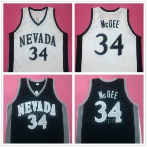 Maglia da basket retrò da uomo della Nevada University Javale McGee 34 White Navy Blue College, maglie con nome e numero personalizzato Ed