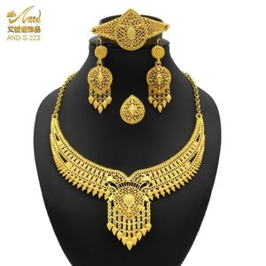 Brincos colar conjunto de jóias de noiva 24k ouro africano nigeriano e brinco etíope presente da dama de honra casamento jóias268n